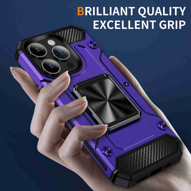 For iPhone 15 Pro Max Shockproof Metal Holder Phone Case(Purple) - HoMEdemic™ 
