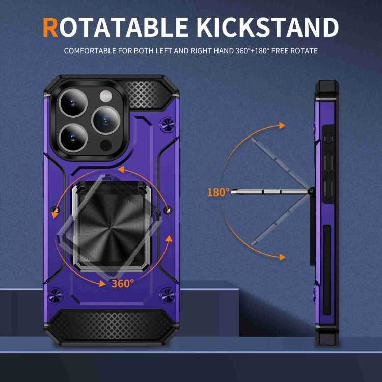 For iPhone 15 Pro Max Shockproof Metal Holder Phone Case(Purple) - HoMEdemic™ 