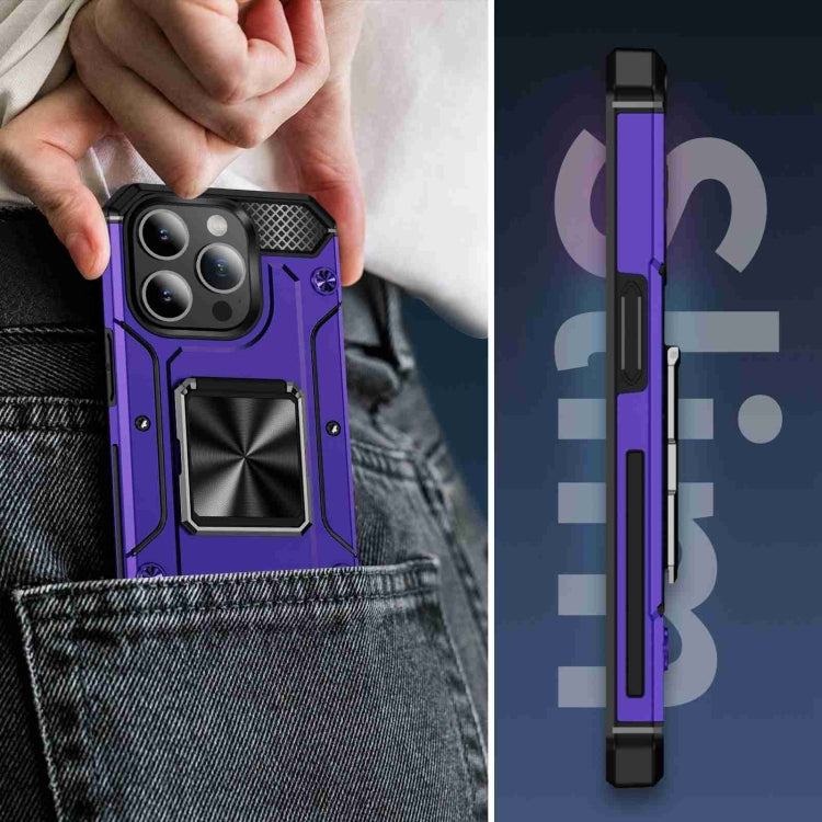 For iPhone 15 Pro Max Shockproof Metal Holder Phone Case(Purple) - HoMEdemic™ 