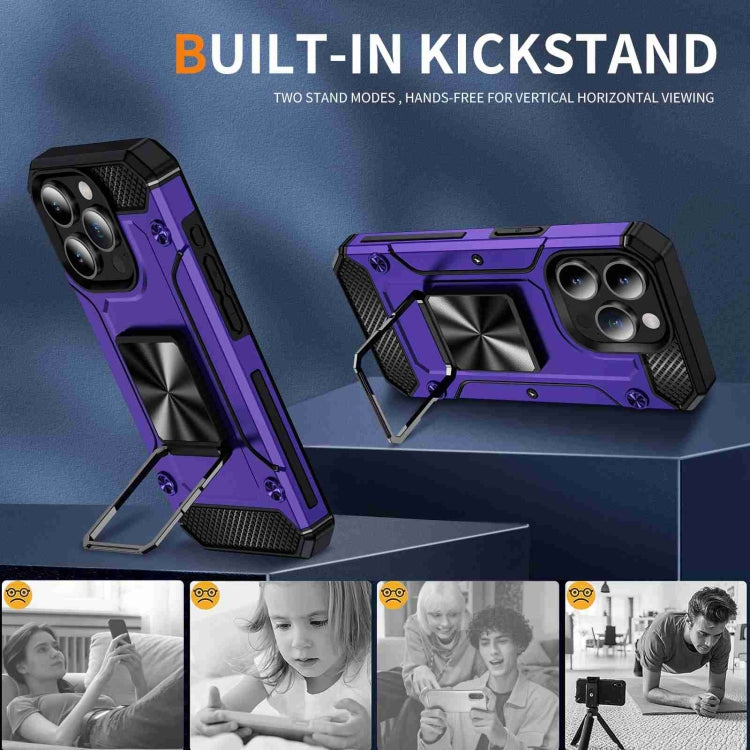 For iPhone 15 Pro Max Shockproof Metal Holder Phone Case(Purple) - HoMEdemic™ 