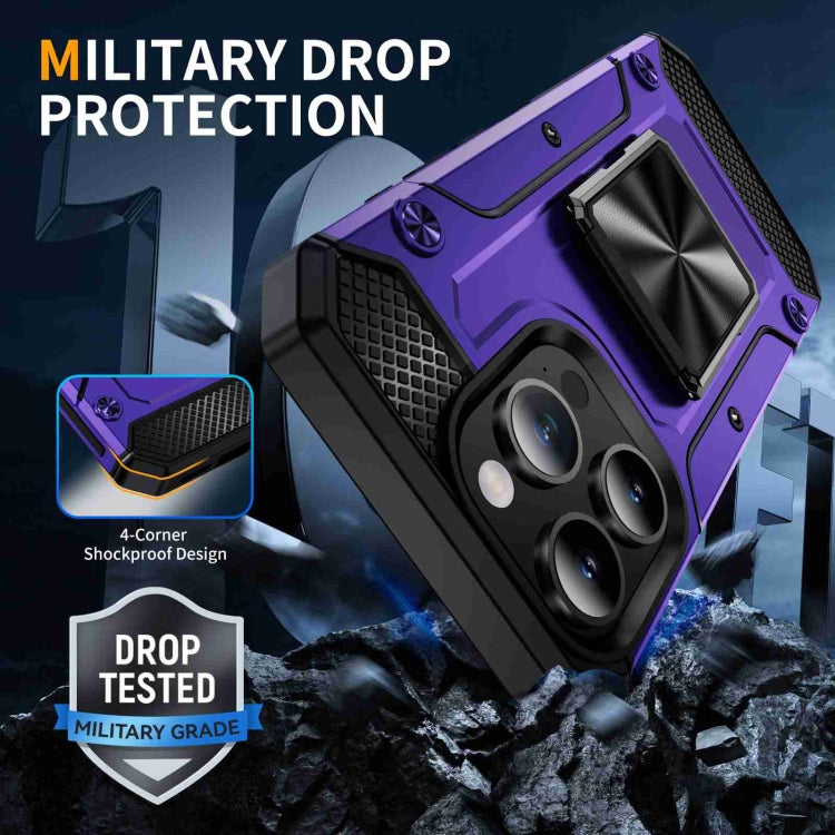 For iPhone 15 Pro Max Shockproof Metal Holder Phone Case(Purple) - HoMEdemic™ 