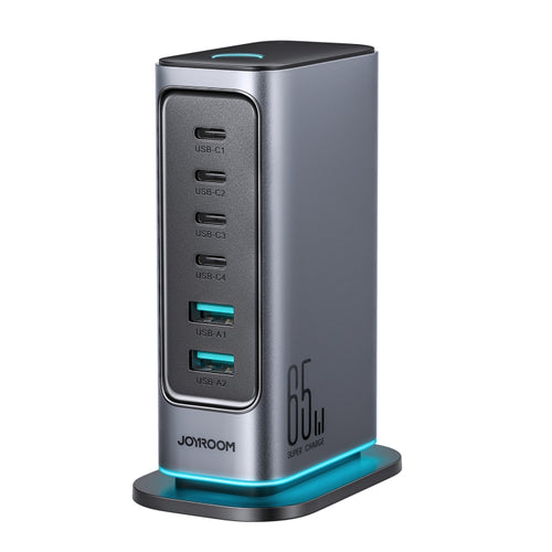 JOYROOM JR-TCM02 6 in 1 65W GaN 4 USB-C & 2 USB-A Multi-port Charger, Power Plug:EU Plug(Dark Gray) - HoMEdemic™ 