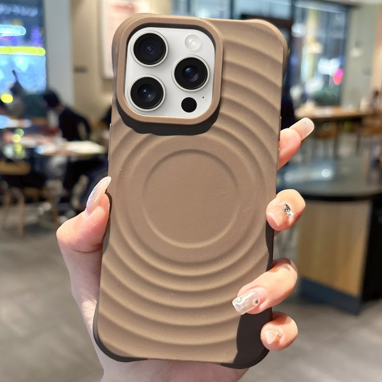 For iPhone 15 Pro MagSafe Magnetic Ring Texture TPU Phone Case(Khaki) - HoMEdemic™ 