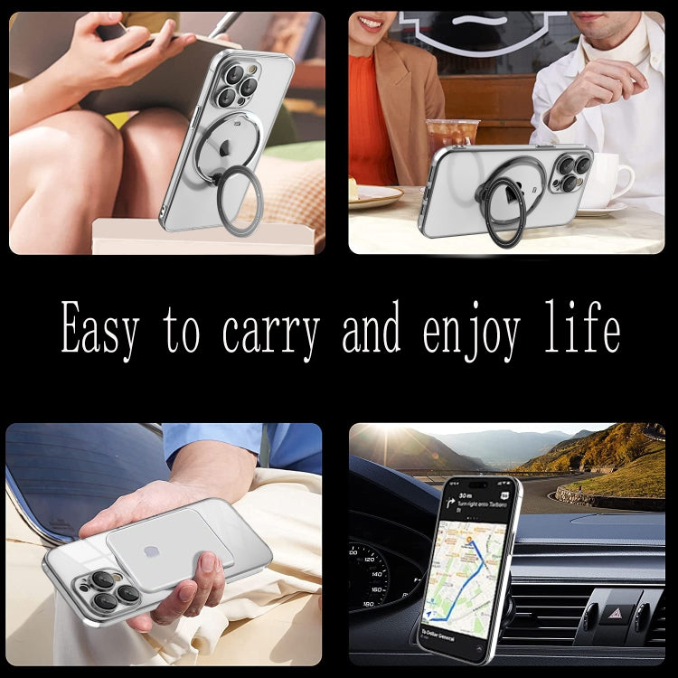 For iPhone 15 Pro Electroplating MagSafe 360 Degree Rotation Holder Shockproof Phone Case(Silver) - HoMEdemic™ 