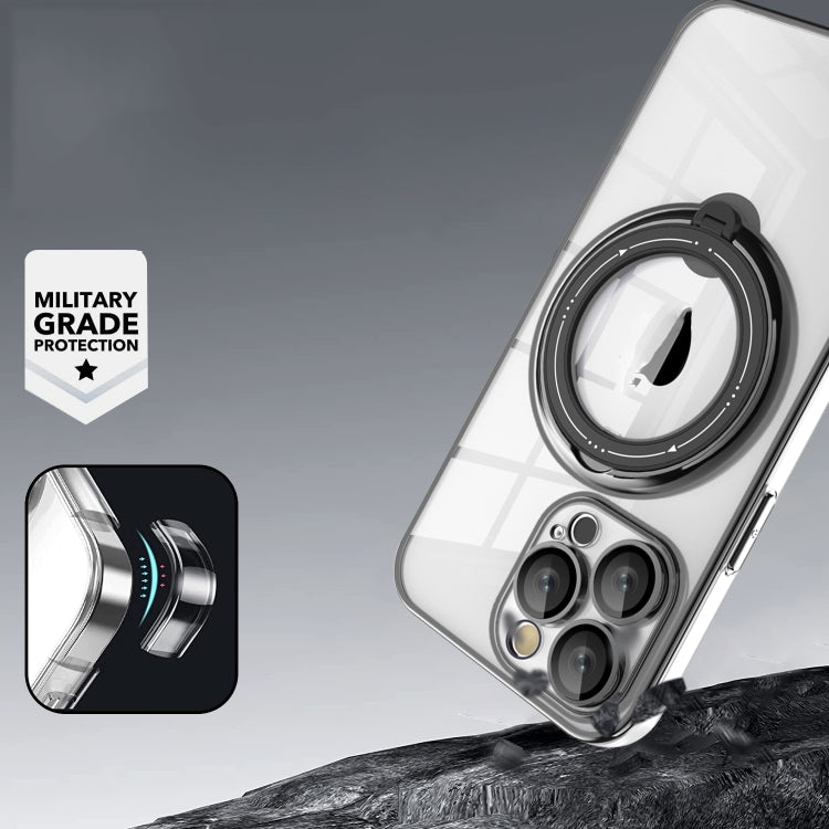 For iPhone 15 Pro Electroplating MagSafe 360 Degree Rotation Holder Shockproof Phone Case(Silver) - HoMEdemic™ 