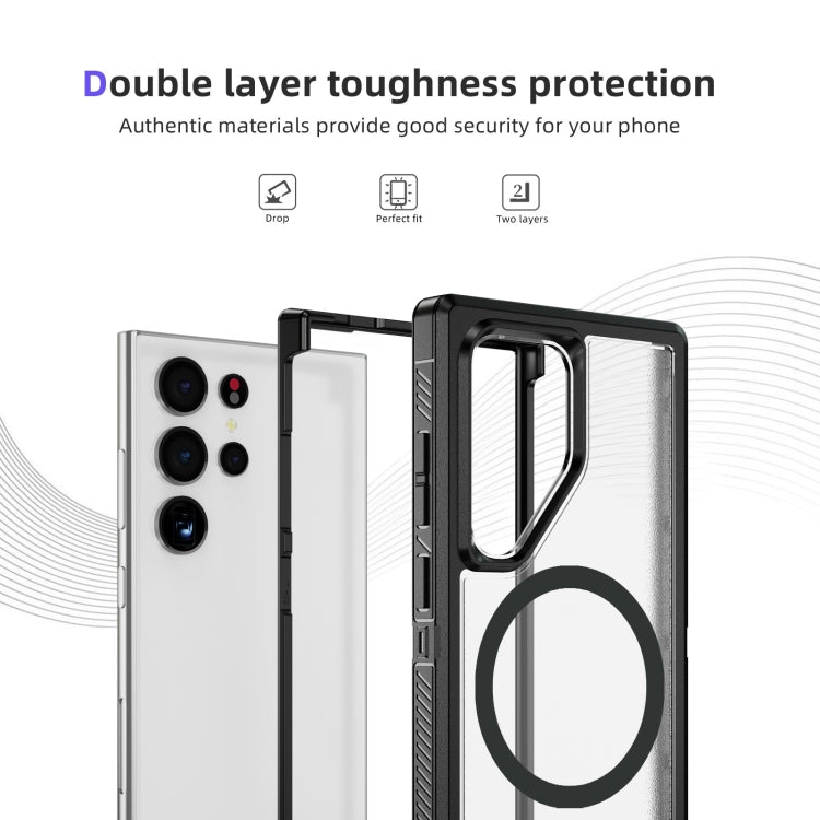 For Samsung Galaxy S24 5G Guard Magsafe Magnetic Frosted Phone Case(Black+Transparent) - HoMEdemic™ 