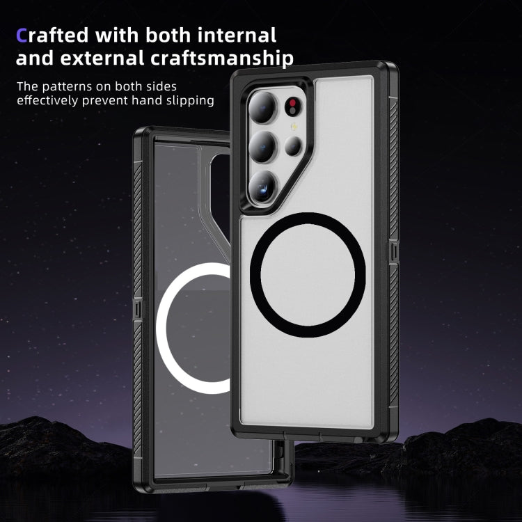 For Samsung Galaxy S24 5G Guard Magsafe Magnetic Frosted Phone Case(Black+Transparent) - HoMEdemic™ 