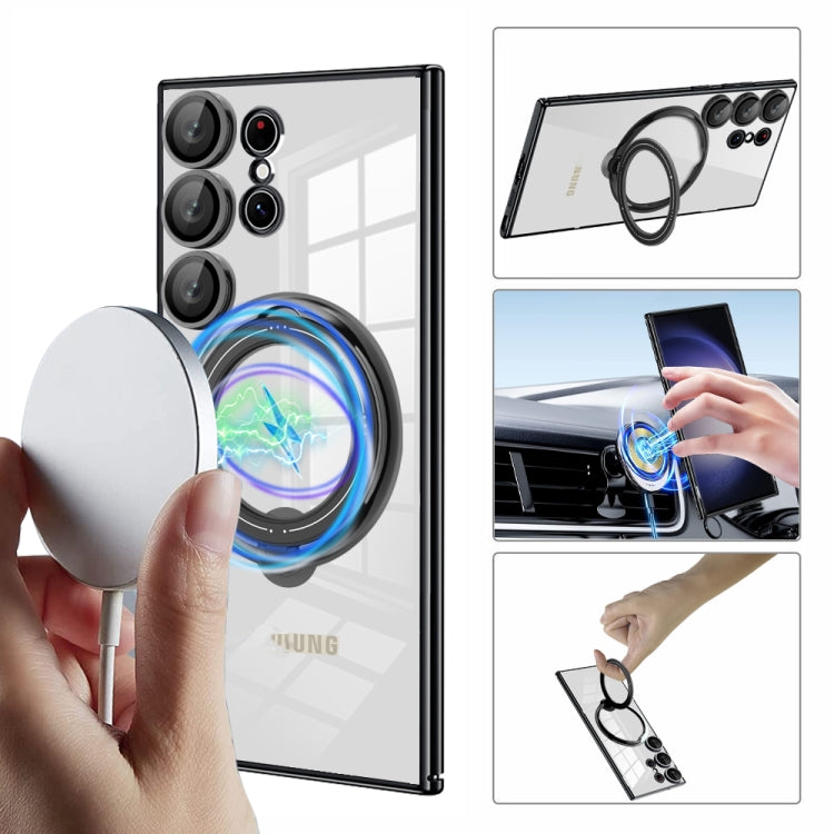 For Samsung Galaxy S24 Ultra Electroplating MagSafe 360 Degree Rotation Holder Shockproof Phone Case(Silver) - HoMEdemic™ 