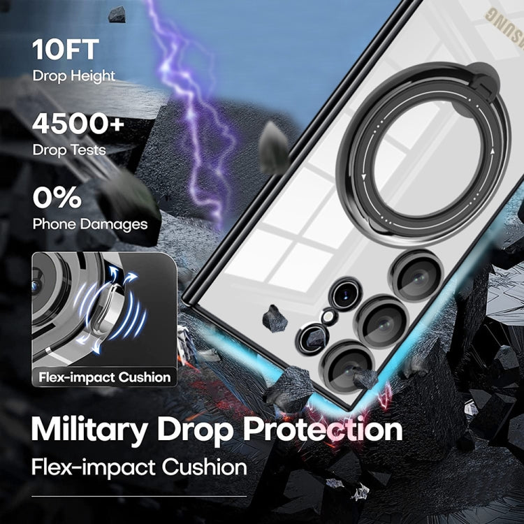 For Samsung Galaxy S24 Ultra Electroplating MagSafe 360 Degree Rotation Holder Shockproof Phone Case(Silver) - HoMEdemic™ 