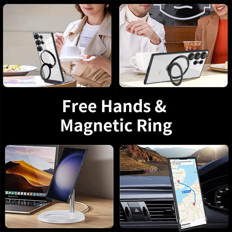 For Samsung Galaxy S24 Ultra Electroplating MagSafe 360 Degree Rotation Holder Shockproof Phone Case(Silver) - HoMEdemic™ 