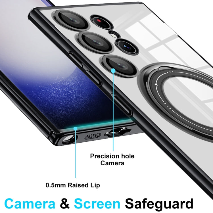 For Samsung Galaxy S24 Ultra Electroplating MagSafe 360 Degree Rotation Holder Shockproof Phone Case(Silver) - HoMEdemic™ 