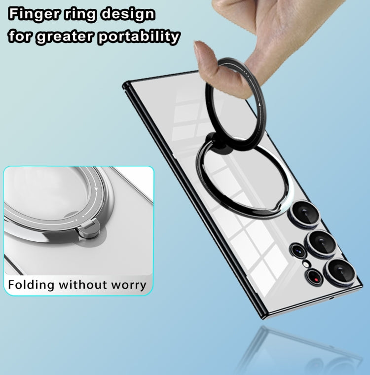 For Samsung Galaxy S24 Ultra Electroplating MagSafe 360 Degree Rotation Holder Shockproof Phone Case(Silver) - HoMEdemic™ 