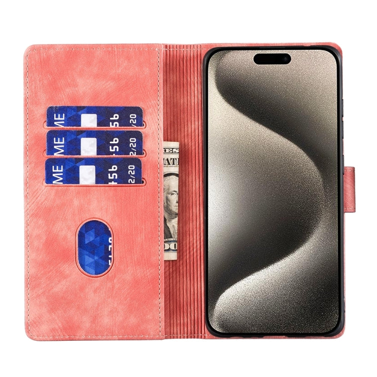 For iPhone 15 Pro Pen Heart Cat Embossed Leather Phone Case(Orange) - HoMEdemic™ 