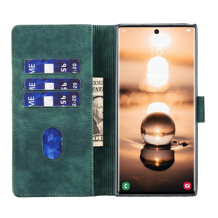 For Samsung Galaxy S24 Ultra 5G Pen Heart Cat Embossed Leather Phone Case(Green) - HoMEdemic™ 