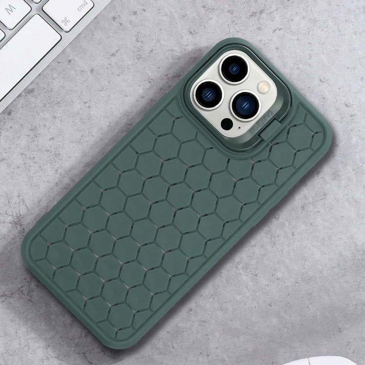 For iPhone 15 Pro Honeycomb Radiating Lens Holder TPU Phone Case(Green) - HoMEdemic™ 