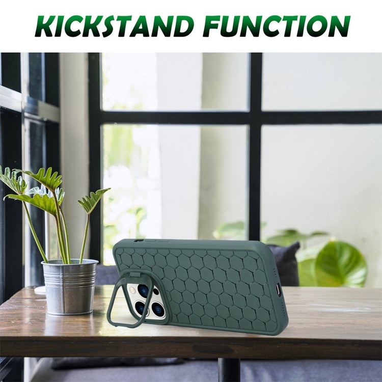 For iPhone 15 Pro Honeycomb Radiating Lens Holder TPU Phone Case(Green) - HoMEdemic™ 