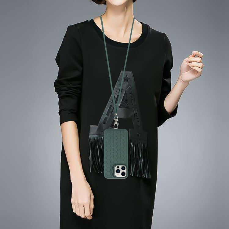 For iPhone 15 Pro Honeycomb Radiating Holder TPU Phone Case with Lanyard(Green) - HoMEdemic™ 