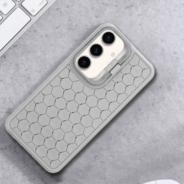 For Samsung Galaxy S24 5G Honeycomb Radiating Holder TPU Phone Case with Lanyard(Grey) - HoMEdemic™ 