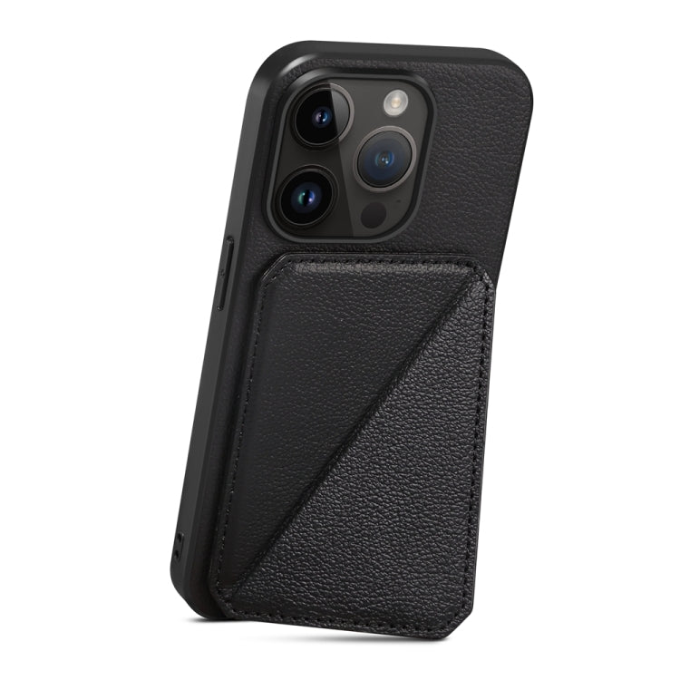 For iPhone 15 Pro Max D04 Calf Texture Dual Card Slot Holder Phone Case(Black) - HoMEdemic™ 
