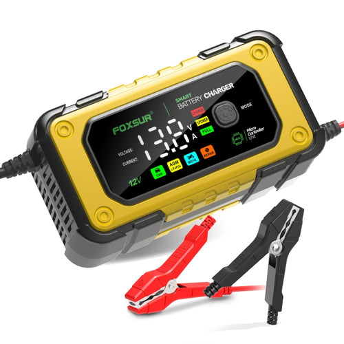 FOXSUR 7A 12V Car / Motorcycle Smart Battery Charger, Plug Type:EU Plug(Yellow) - HoMEdemic™ 