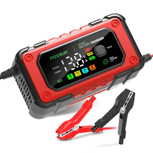 FOXSUR 7A 12V Car / Motorcycle Smart Battery Charger, Plug Type:US Plug(Red) - HoMEdemic™ 