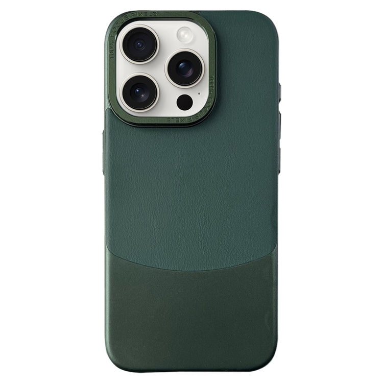 For iPhone 15 Pro Napa Texture PC + Leather Phone Case(Dark Green) - HoMEdemic™ 
