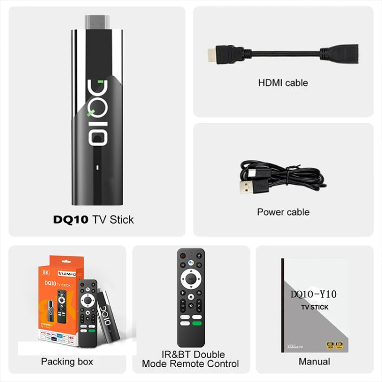 LEMFO DQ10 Allwinner H618 Quad Core ARM Cortex A53 8K HD Android TV Stick, RAM:2GB+16GB(EU Plug) - HoMEdemic™ 