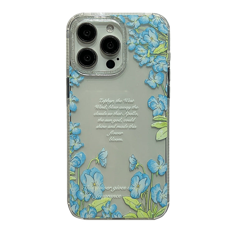 For iPhone 15 Pro Crystal Ice Cooling Shockproof TPU Phone Case(Blue Flower) - HoMEdemic™ 