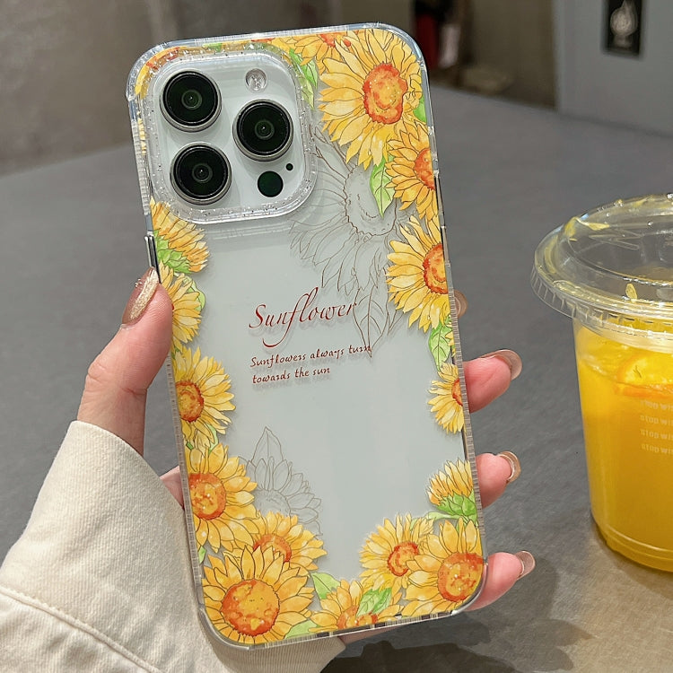 For iPhone 15 Pro Crystal Ice Cooling Shockproof TPU Phone Case(Yellow Flower) - HoMEdemic™ 