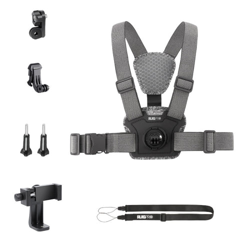 6 in 1 360 Phone Clamp Adjustable Body Mount Belt Chest Strap with Mount & Screw(Grey) - HoMEdemic™ 