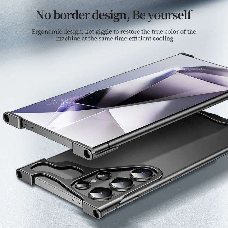 For Samsung Galaxy S24 Ultra 5G Frameless Metal Corner Pad Phone Case with Lens Film(Black) - HoMEdemic™ 