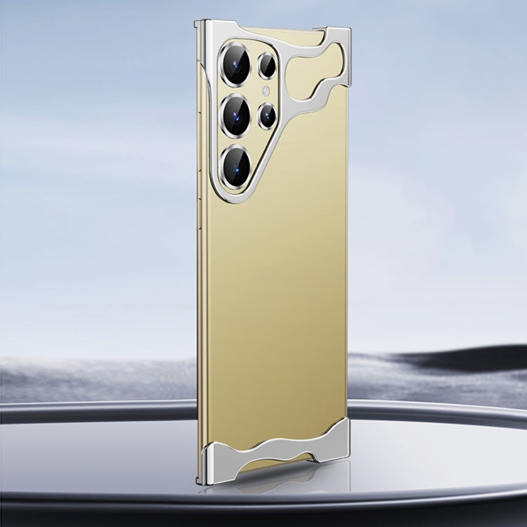For Samsung Galaxy S24 Ultra 5G Frameless Metal Corner Pad Phone Case with Lens Film(Silver) - HoMEdemic™ 