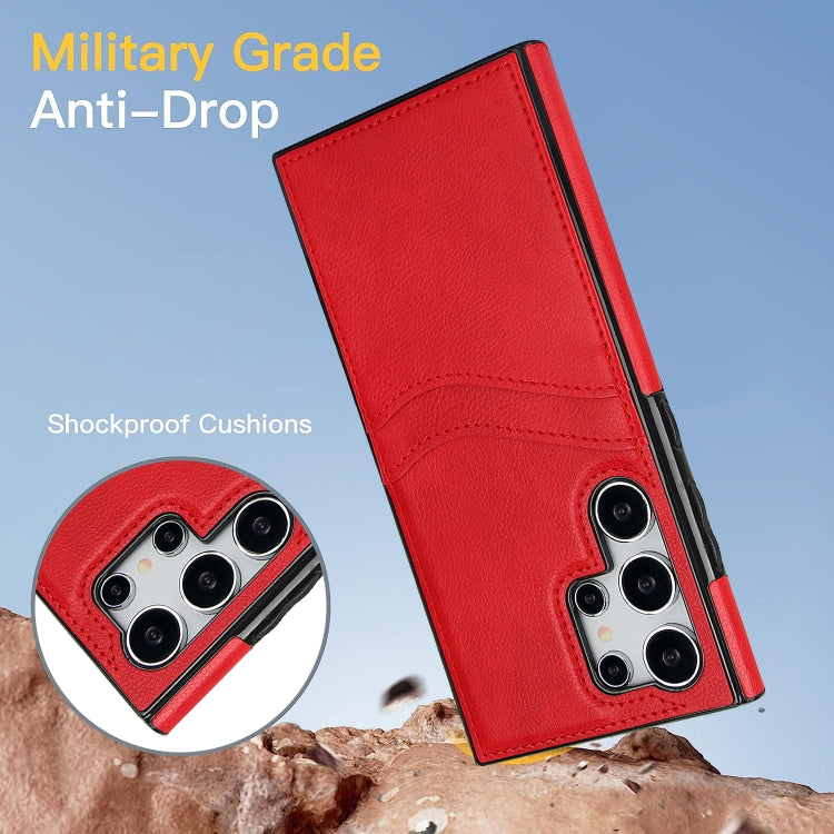 For Samsung Galaxy S24 Ultra 5G Litchi Leather Skin Card Slots Phone Case(Red) - HoMEdemic™ 