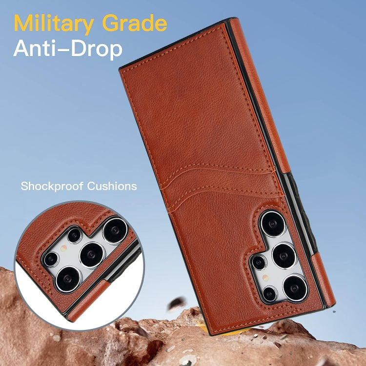 For Samsung Galaxy S24 Ultra 5G Litchi Leather Skin Card Slots Phone Case(Brown) - HoMEdemic™ 
