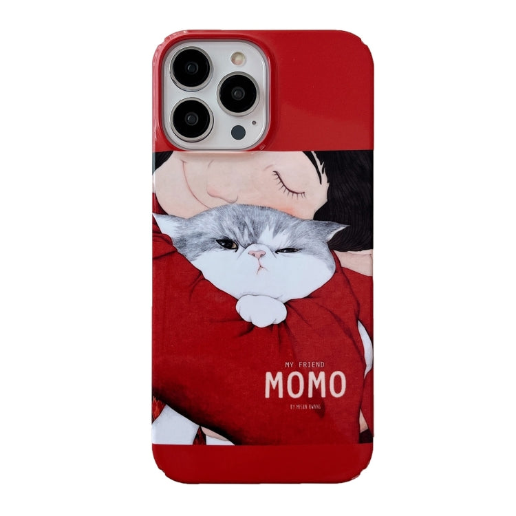 For iPhone 15 Pro Cartoon Film Craft Hard PC Phone Case(Cat) - HoMEdemic™ 