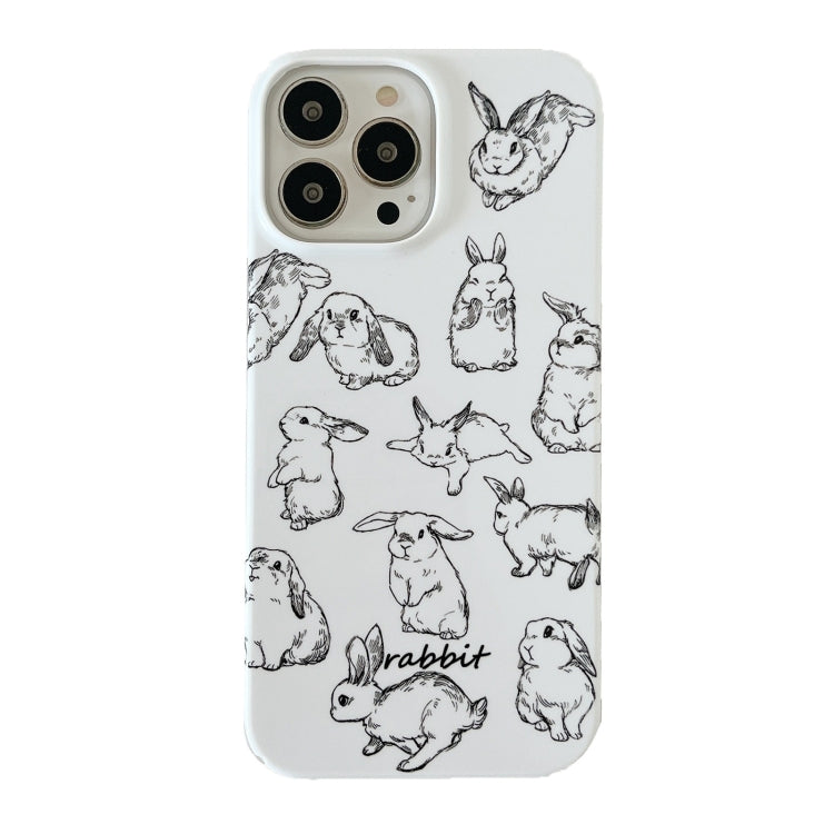 For iPhone 15 Pro Cartoon Film Craft Hard PC Phone Case(Sketch Rabbit) - HoMEdemic™ 