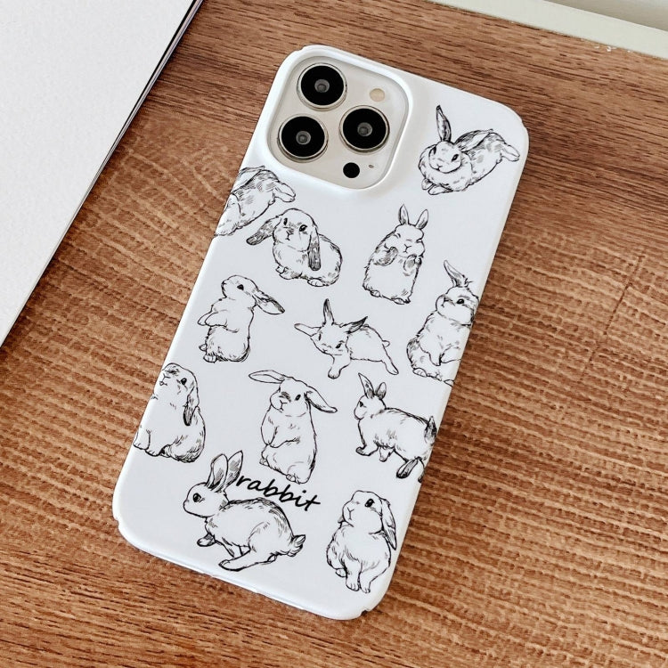 For iPhone 15 Pro Cartoon Film Craft Hard PC Phone Case(Sketch Rabbit) - HoMEdemic™ 