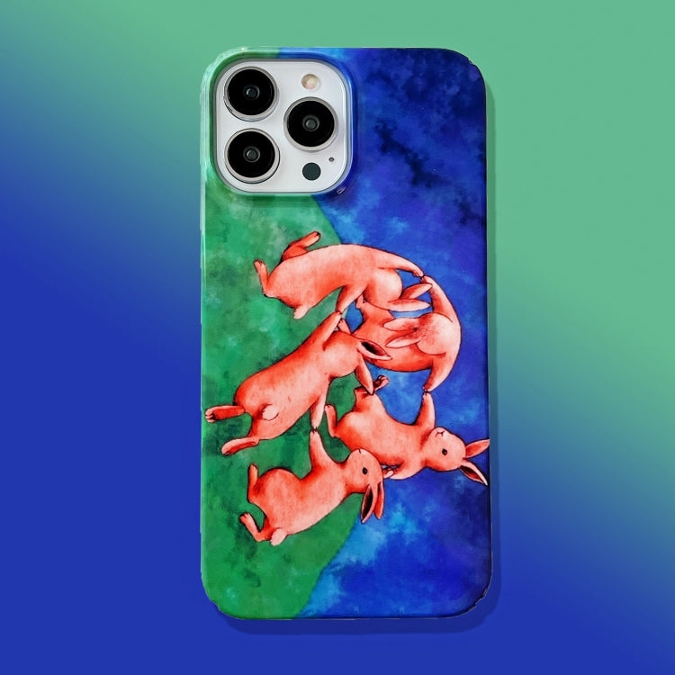 For iPhone 15 Pro Cartoon Film Craft Hard PC Phone Case(Dancing Rabbit) - HoMEdemic™ 