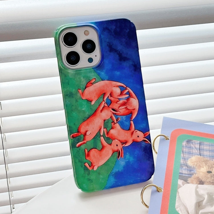 For iPhone 15 Pro Cartoon Film Craft Hard PC Phone Case(Dancing Rabbit) - HoMEdemic™ 