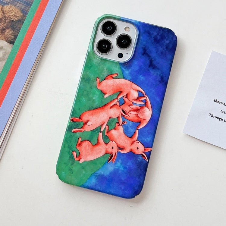 For iPhone 15 Pro Cartoon Film Craft Hard PC Phone Case(Dancing Rabbit) - HoMEdemic™ 