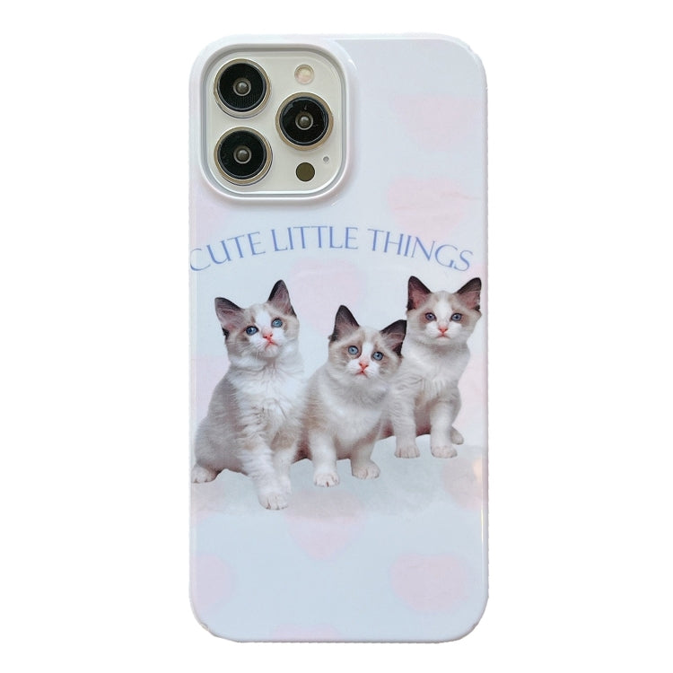 For iPhone 15 Pro Cartoon Film Craft Hard PC Phone Case(Three Cute Cats) - HoMEdemic™ 