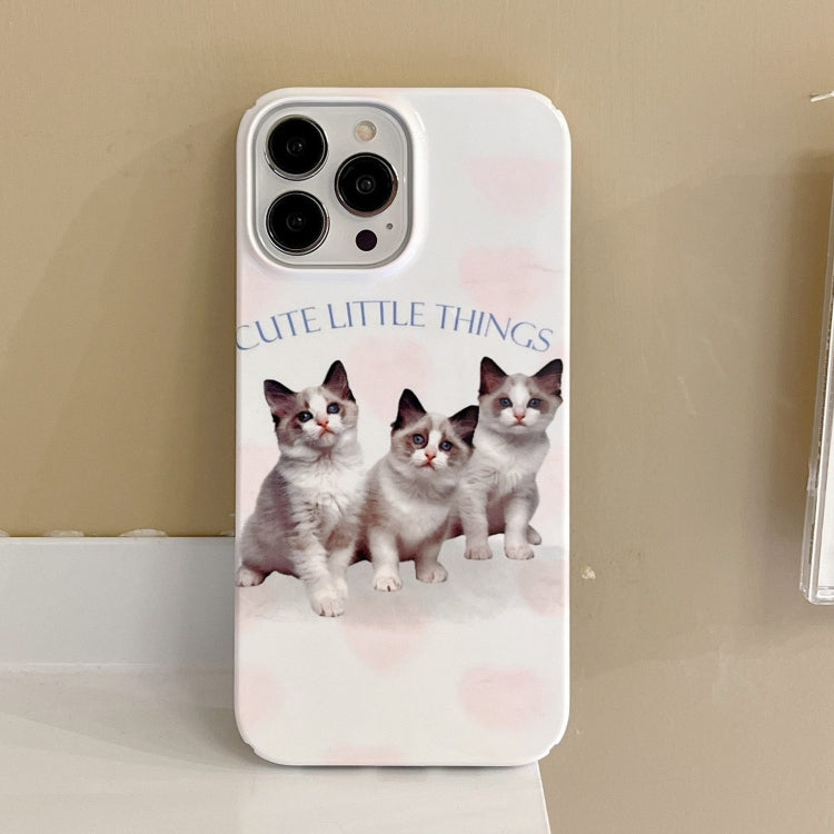 For iPhone 15 Pro Cartoon Film Craft Hard PC Phone Case(Three Cute Cats) - HoMEdemic™ 