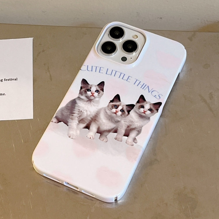 For iPhone 15 Pro Cartoon Film Craft Hard PC Phone Case(Three Cute Cats) - HoMEdemic™ 