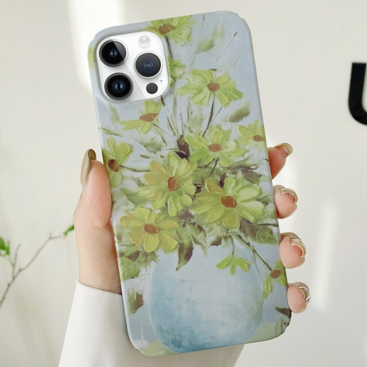 For iPhone 15 Pro Varnishing Water Stick PC Phone Case(Small Chrysanthemum) - HoMEdemic™ 