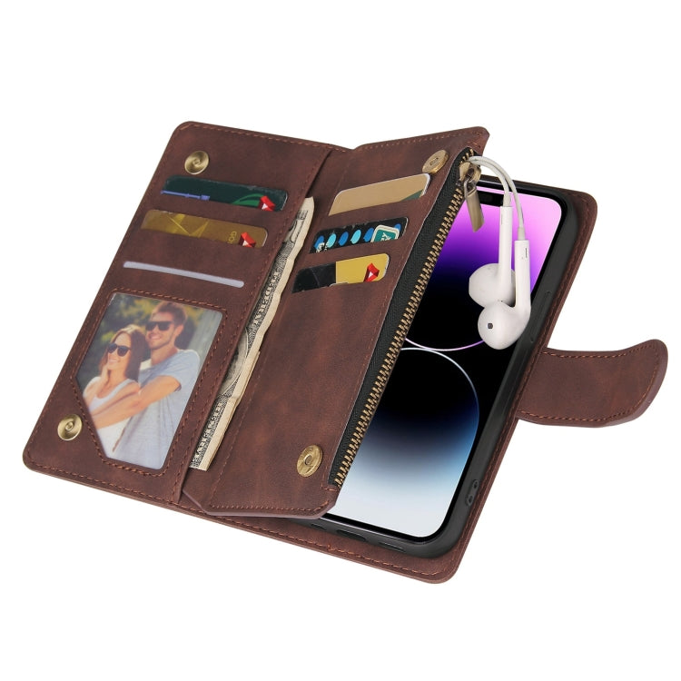 For iPhone 15 Pro Max Multifunctional Multi-Card Wallet Phone Leather Case(Coffee) - HoMEdemic™ 
