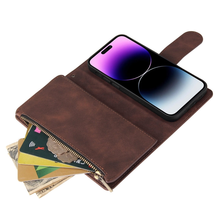 For iPhone 15 Pro Max Multifunctional Multi-Card Wallet Phone Leather Case(Coffee) - HoMEdemic™ 