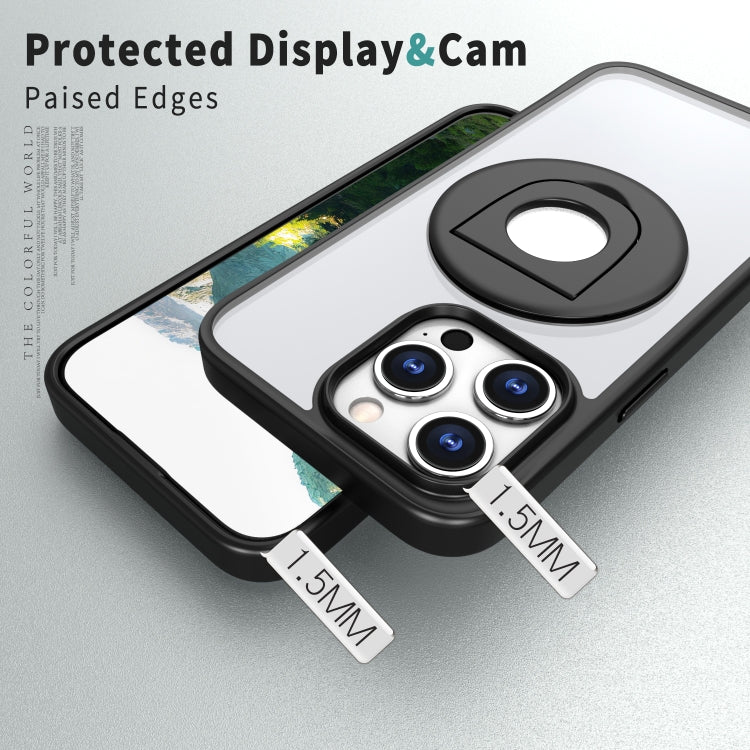 For iPhone 15 Pro Max Transparent U-Ring Holder MagSafe Magnetic Phone Case(Black) - HoMEdemic™ 