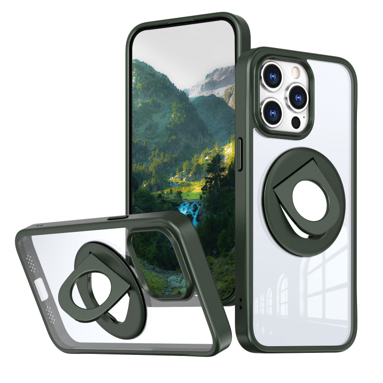 For iPhone 15 Pro Max Transparent U-Ring Holder MagSafe Magnetic Phone Case(Green) - HoMEdemic™ 