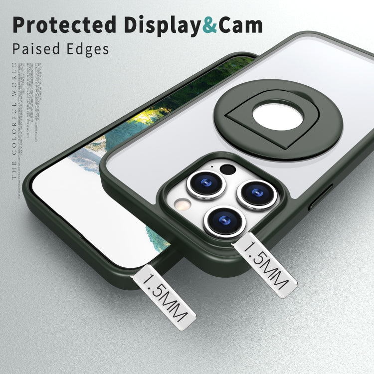 For iPhone 15 Pro Max Transparent U-Ring Holder MagSafe Magnetic Phone Case(Green) - HoMEdemic™ 