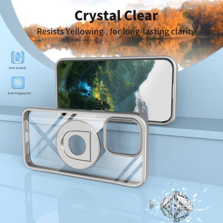 For iPhone 15 Pro Max Transparent U-Ring Holder MagSafe Magnetic Phone Case(Grey) - HoMEdemic™ 